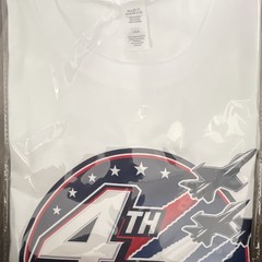 White Cotton 4th of July USA Patriotic Graphic Print Crew Neck T-Shirt L