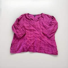 Eileen Fisher 100% Linen Pullover Top Women’s XL Pink Lagenlook Textured