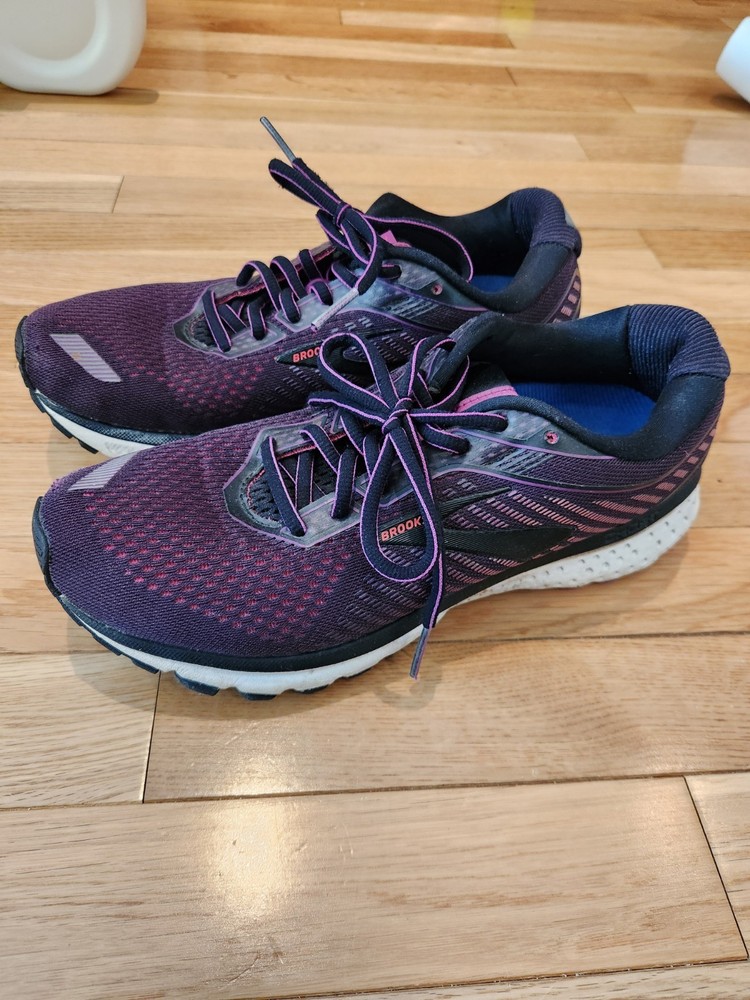 Brooks Women’s Ghost 12 Purple Tennis Shoes Running Powerstep Insert, Size 9