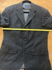 Nautica Three Button Solid Charcoal Gray 100% Wool Blazer Suit Jacket 38S