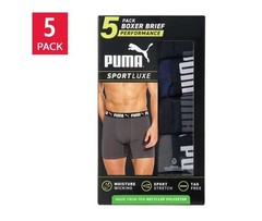 PUMA Men’s Boxer Brief, 5 pack Recycled Polyester Comfort Waistband