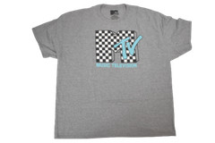 MTV Mens Music Television Gray Checkerboard Graphic Tee Shirt New S-3XL