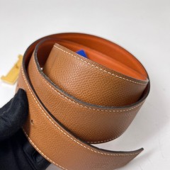 Hermes Pre-Owned Authentic Luxury Double-sided Leather Belt Brown Orange 85cm