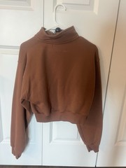 TNA Aritzia Women’s Small Brown / Burnt Orange Quarter Zip Cropped Sweater