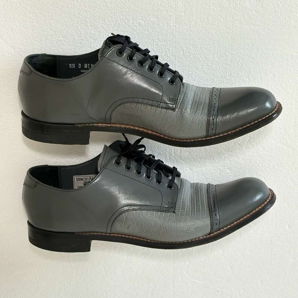 Stacy Adams Madison Gray Cap Toe Oxford Dress Shoes Lizard Print Mens 9.5 D