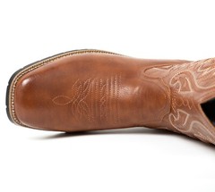 Brown Men’s Cowboy Western Embroidered Square Toe Boots