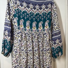 NWT R Vivimos Floral Midi Dress Women M 8/10 Bohemian Tassel Peasant Long Sleeve