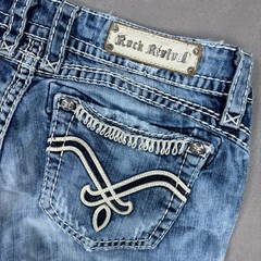 Rock Revival Jeans Womens 34×32 Blue Becky Bootcut Denim Pants Thrashed (Tag33)