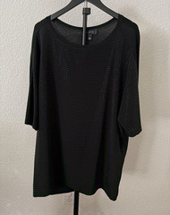 St. John Black Studded Knit Silk Blend Tunic Top Scoop Neck 3/4 Sleeve M