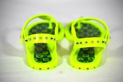 Marc Fisher Womens Silver Studded Polycarbon Neon Green Flat Sandal Size 35