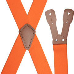 Men’s Suspenders – Wide Industrial Non-Stretch, X with Leather Ears, USA Made