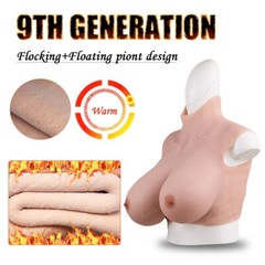 9th K Cup Silicone Breast Forms Fake Boobs Warm Breast Plates on Flocking Design