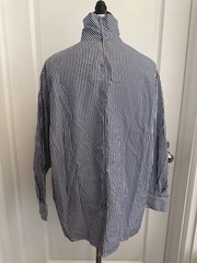 JESSE KAMM Cotton Poplin Striped Box Turtleneck M/L