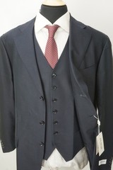 Pal Zileri Navy Blue Silk Blend 3 Pc Suit Jacket Pants Vest Sz 44R Brand New