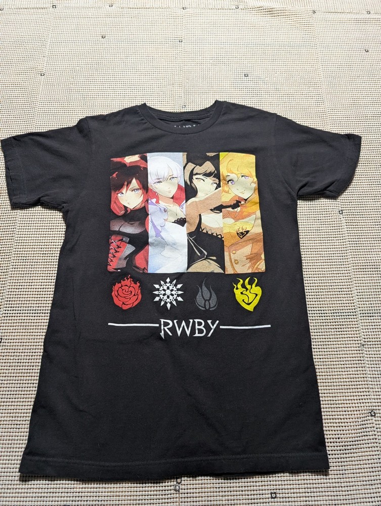 RWBY Ruby Weiss Blake Yang Anime Manga Graphic T-shirt Crunchyroll Black Small