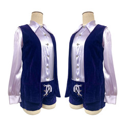 Vintage 1960s Mod Purple Velvet & Satin Hot Pant Lace Up Jumpsuit & Vest Set
