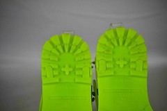 Marc Fisher Womens Silver Studded Polycarbon Neon Green Flat Sandal Size 35