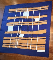Geoffrey Beene Silk Scarf Made In France Geometric Pattern 32 x 30.5 Inches