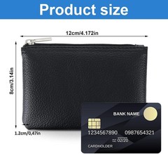 2 Pack Leather Zipper Coin Purse,Portable Change Wallet,Coin Pouch 2PCS Black