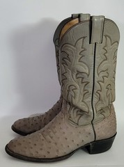 Vtg Justin Gray Full Quill Ostrich Leather Exotic Cowboy Western Boots Mens 9 D