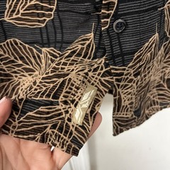 Natural Issue Shirt MEDIUM Viscose Rayon Black Brown Untucked Autumn Tropical