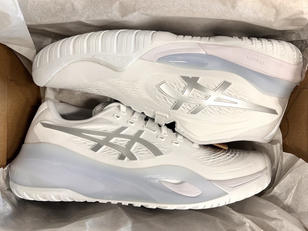 Asics Sz 10.5 Women’s Gel-Resolution X White Pure Silver Tennis Shoes