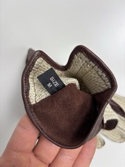 NWT Dents Knit & Leather Driving Gloves Beige/Brown Size M