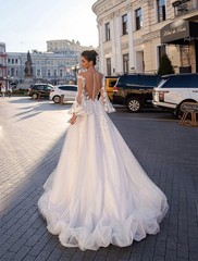 Paloda Classic Wedding Dresses for Mariages Button Flare Sleeves A-line Applique