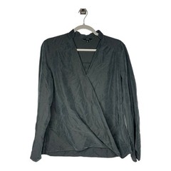 Anthropologie Drew Faux Wrap Top Womens Medium Black Minimal V Neck