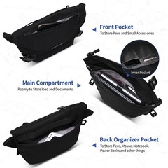 OIWAS Black Messenger Bag Men Crossbody Bag Shoulder Bag 10″ Ipad School Stachel