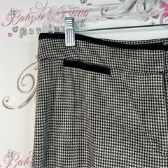 Laura pants houndstooth Elegant Black and White Checkered pockets Trousers