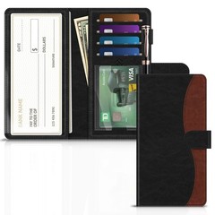 Fintie Checkbook Cover for Personal Checkbook, 7*3.8 inches, Black and Brown