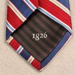 Black and Brown 1826 Regimental Red, Blue, Beige Stripes 100% Silk 61 x 3 3/4”