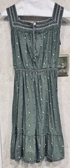 Old Navy girls, Green/White Floral Smocked Square Neck Sleeveless A-Line Dress S