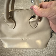 Beige Solid Satchel Top Handle Bag Zip Closure Zipper Accent Women