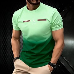 Men’s Paris Print T-Shirt 3D Gradient Oversized Casual Summer Short Sleeve Tee
