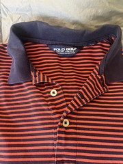 Ralph Lauren / Polo Golf / L / Orange Navy Strips Short Sleeve Polo