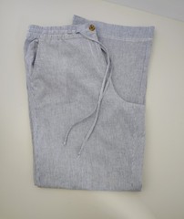 Talbots Striped Wide Leg Pants Size 14 Linen Cotton Drawstring Casual Summer