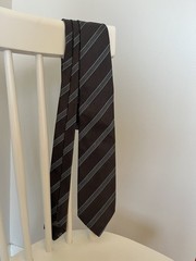 Brioni 100% Silk Tie Handmade Italy Gray Blue Striped Luxury Designer Necktie