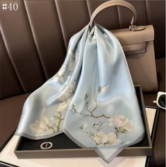 100% Mulberry Silk 27″ Square Scarf Women Neckerchief Wrap Floral Yellow Flower