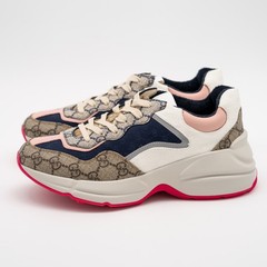 Size 36.5eu 6.5 US – Gucci GG Rhyton Beige White Pink Blue GG Canvas Leather