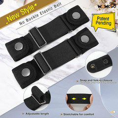 2 Pack No Buckle Belts for Men Women Side Elastic Belt Fits 1.5 Inch Belt Loops