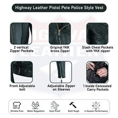 Highway Leather Pistol Pete Police Style Motorcycle Leather Jacket SKU # HL10286