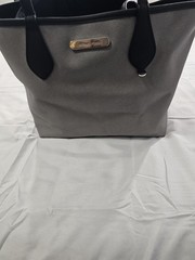 Michael Kors Saige Reversible Tote With Gray Leather Exterior And Black Interior