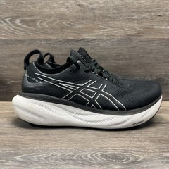 Asics Gel-Nimbus 25 Womens 7.5 Running Shoes Sneakers Black Pure Silver 1012B356