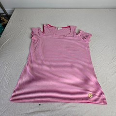 Michael Michael Kors Pink White Striped Cold Shoulder Womens shirt Medium