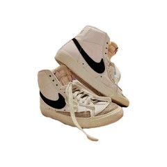 Nike Blazer Mid Mid Top Leather Lace-Up Colorblock White Black Gray Sneaker