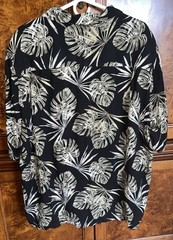 Claiborne Mens XL Short Sleeve Black Floral Silk Button Up Shirt