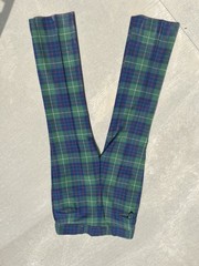 Vintage Lord Jeff Action Ease Green Blue Tartan Wool Plaid Pants 70% Wool 36×32