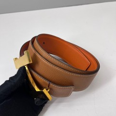 Hermes Pre-Owned Authentic Luxury Double-sided Leather Belt Brown Orange 85cm